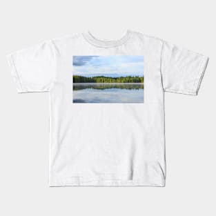 Summer lake scape at morning Kids T-Shirt